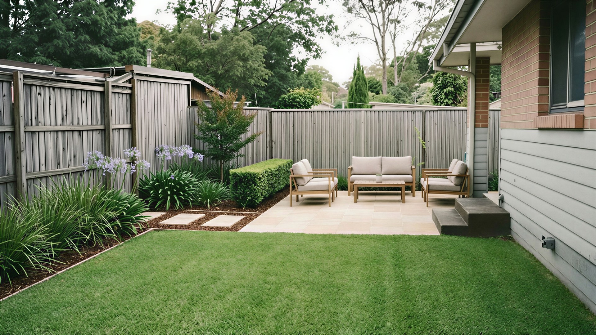 A different Sydney yard redesigned with paving and planting
