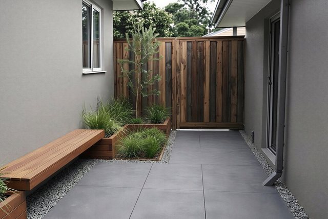 A privacy screen along a boundary