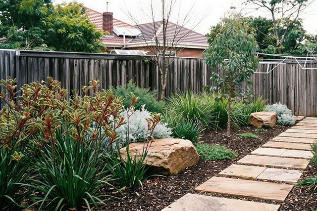 Layered native garden beds